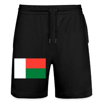 Madagascar flag - Stanley/Stella Trainer Unisex Organic Jogging Shorts - black - Front - Nik (191cm) & Marisol (170cm)
