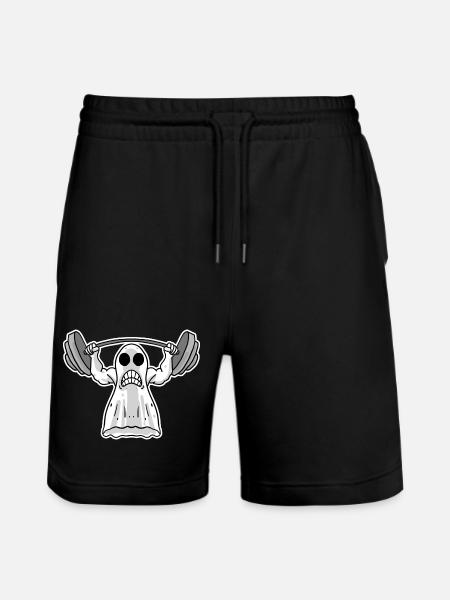 Lifting Weight - Ghost Motif - Stanley/Stella Trainer Unisex Organic Jogging Shorts - black