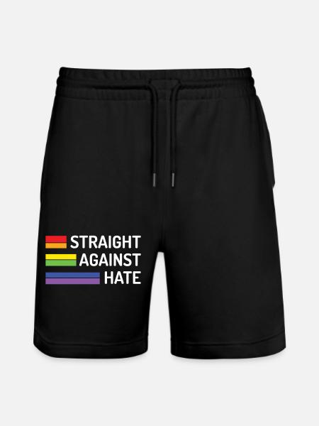 Pride Month - Straight Against Hate - Stanley/Stella Trainer Unisex Organic Jogging Shorts - black