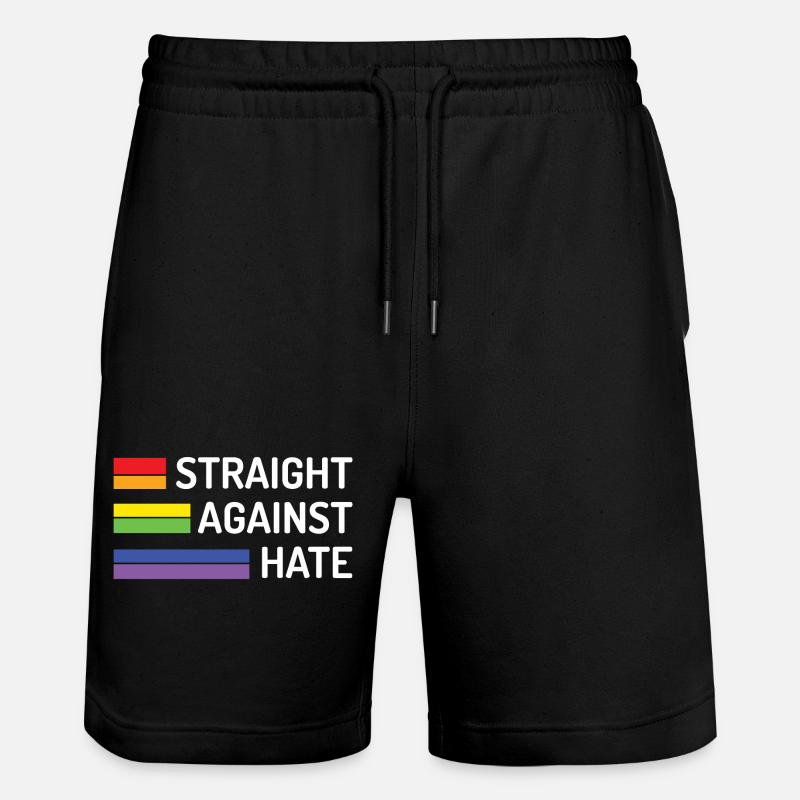 Pride Month - Straight Against Hate - Stanley/Stella Trainer Unisex Organic Jogging Shorts - black