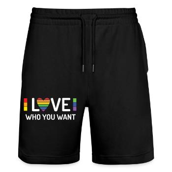 Pride Month - Liebe, wen du willst - Stanley/Stella Unisex Bio Joggingshorts Trainer  - Schwarz - Vorne - Nik (191cm) & Marisol (170cm)