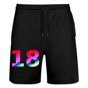 oberteile geburtstag, 18 rosatöne farbverlauf - Stanley/Stella Unisex Bio Joggingshorts Trainer  - Schwarz - Vorne - Nik (191cm) & Marisol (170cm)