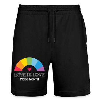 Liebe ist Liebe. Stolz-Monat. - Stanley/Stella Unisex Bio Joggingshorts Trainer  - Schwarz - Vorne - Nik (191cm) & Marisol (170cm)