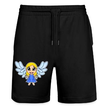 Ailes de fille d’ange - Short de jogging bio TRAINER Stanley/Stella unisexe - noir - Devant - Nik (191cm) & Marisol (170cm)