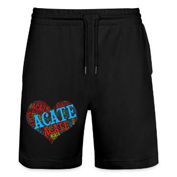 T-Shirt Sicilia T-Shirt Acate Wortwolke - Stanley/Stella Unisex Bio Joggingshorts Trainer  - Schwarz - Vorne - Nik (191cm) & Marisol (170cm)
