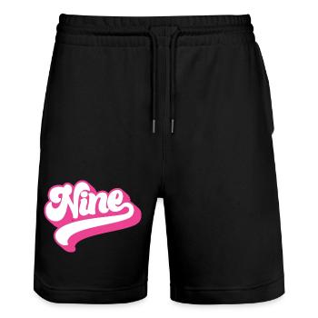 Nine 9th Birthday For Girls 9 Years Old - Stanley/Stella Trainer Unisex Organic Jogging Shorts - black - Front - Nik (191cm) & Marisol (170cm)
