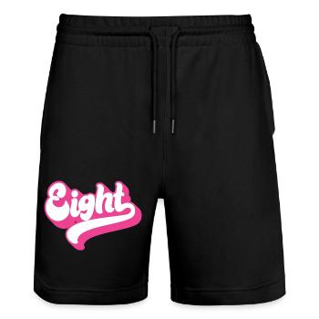 Huit 8e anniversaire pour les filles de 8 ans - Short de jogging bio TRAINER Stanley/Stella unisexe - noir - Devant - Nik (191cm) & Marisol (170cm)