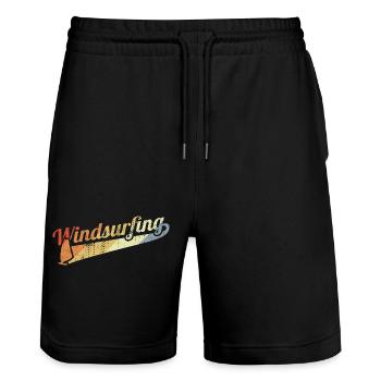 Vintage Windsurfing - Stanley/Stella Trainer Unisex Organic Jogging Shorts - black - Front - Nik (191cm) & Marisol (170cm)