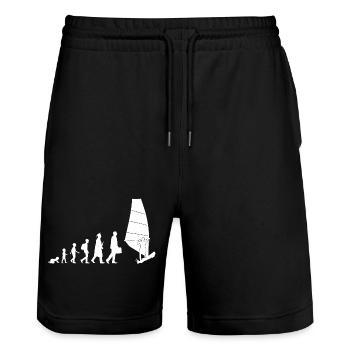 Évolution de la planche à voile - Short de jogging bio TRAINER Stanley/Stella unisexe - noir - Devant - Nik (191cm) & Marisol (170cm)