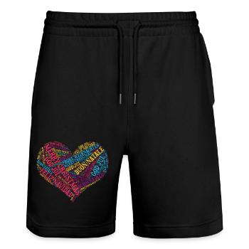 Merry Christmas Merry Christmas WordCloud t-shirt - Stanley/Stella Trainer Unisex Organic Jogging Shorts - black - Front - Nik (191cm) & Marisol (170cm)