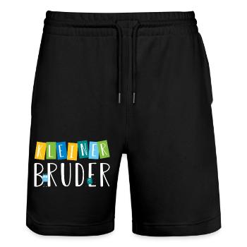 kleiner Bruder - süße Monster - Stanley/Stella Unisex Bio Joggingshorts Trainer  - Schwarz - Vorne - Nik (191cm) & Marisol (170cm)