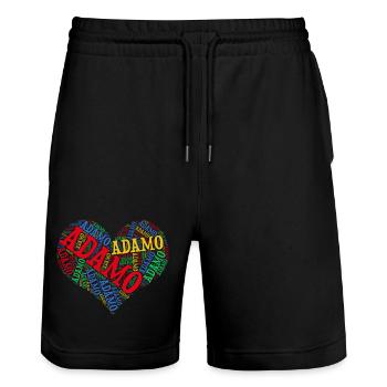 Adamo word cloud coeur t-shirt cadeau t-shirt - Short de jogging bio TRAINER Stanley/Stella unisexe - noir - Devant - Nik (191cm) & Marisol (170cm)