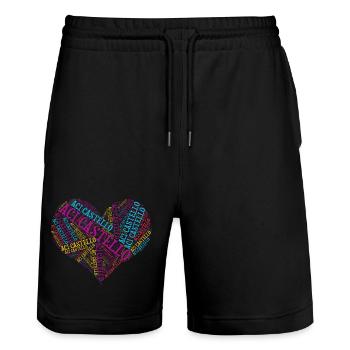 t-shirt Aci Castello t-shirt idée cadeau collage - Short de jogging bio TRAINER Stanley/Stella unisexe - noir - Devant - Nik (191cm) & Marisol (170cm)