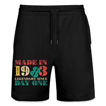 Made in 1993: Legendary Since Day One - Stanley/Stella Trainer Unisex Organic Jogging Shorts - black - Front - Nik (191cm) & Marisol (170cm)