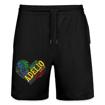 Adelio T-Shirt T-Shirt Wortwolke Geschenkidee - Stanley/Stella Unisex Bio Joggingshorts Trainer  - Schwarz - Vorne - Nik (191cm) & Marisol (170cm)