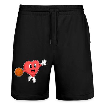 Heart Basketball Player Basketball - Short de jogging bio TRAINER Stanley/Stella unisexe - noir - Devant - Nik (191cm) & Marisol (170cm)