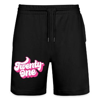 Twenty-One 21st Birthday For Women 21 Years Old - Stanley/Stella Trainer Unisex Organic Jogging Shorts - black - Front - Nik (191cm) & Marisol (170cm)