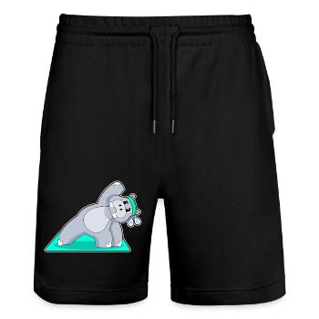 Hippopotamus Yoga Gymnastique - Short de jogging bio TRAINER Stanley/Stella unisexe - noir - Devant - Nik (191cm) & Marisol (170cm)