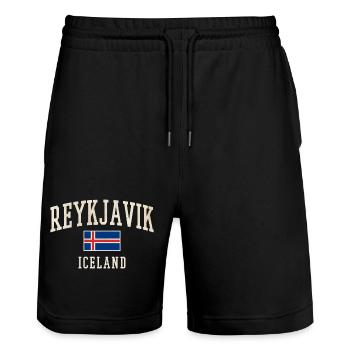 Reykjavik Islande T-shirt à drapeau vintage - Short de jogging bio TRAINER Stanley/Stella unisexe - noir - Devant - Nik (191cm) & Marisol (170cm)