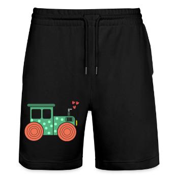 Véhicule à moteur Agricole agricole Coeur Tracteur Champ d’agriculteur biologique - Short de jogging bio TRAINER Stanley/Stella unisexe - noir - Devant - Nik (191cm) & Marisol (170cm)