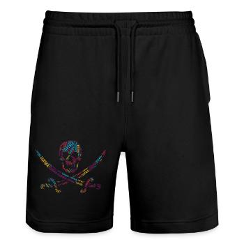 LGBTQIA+ T-Shirt Skull Sword Word Cloud Gay Pride - Stanley/Stella Trainer Unisex Organic Jogging Shorts - black - Front - Nik (191cm) & Marisol (170cm)