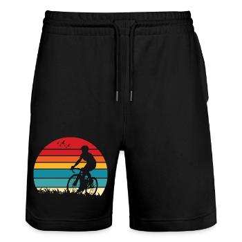 Sunset Ride Silhouette - Stanley/Stella Unisex Bio Joggingshorts Trainer  - Schwarz - Vorne - Nik (191cm) & Marisol (170cm)