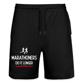 Marathonläufer machen es länger - Stanley/Stella Unisex Bio Joggingshorts Trainer  - Schwarz - Vorne - Nik (191cm) & Marisol (170cm)