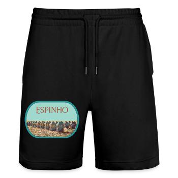 Espinho Beach in Portugal original illustration - Stanley/Stella Trainer Unisex Organic Jogging Shorts - black - Front - Nik (191cm) & Marisol (170cm)