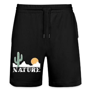Natur und weiße Wüste - Stanley/Stella Unisex Bio Joggingshorts Trainer  - Schwarz - Vorne - Nik (191cm) & Marisol (170cm)