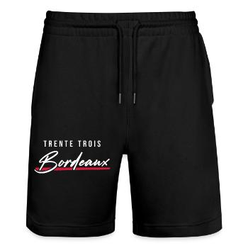 Bordeaux 33 Frankreich Kennzeichen - Stanley/Stella Unisex Bio Joggingshorts Trainer  - Schwarz - Vorne - Nik (191cm) & Marisol (170cm)