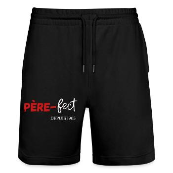 Père fect Depuis 1965 - Short de jogging bio TRAINER Stanley/Stella unisexe - noir - Devant - Nik (191cm) & Marisol (170cm)