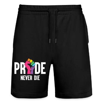 Mois de la fierté LGBT - Pride Never Die - Short de jogging bio TRAINER Stanley/Stella unisexe - noir - Devant - Nik (191cm) & Marisol (170cm)