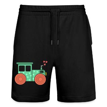 Herz Traktor Nutzfahrzeug Bauernhof Ackerbau Feld - Stanley/Stella Unisex Bio Joggingshorts Trainer  - Schwarz - Vorne - Nik (191cm) & Marisol (170cm)