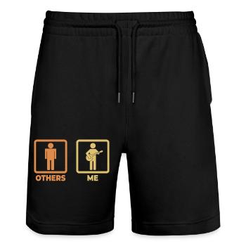 Banjospieler Terminplan - Stanley/Stella Unisex Bio Joggingshorts Trainer  - Schwarz - Vorne - Nik (191cm) & Marisol (170cm)