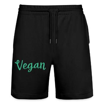 Végétalien - Short de jogging bio TRAINER Stanley/Stella unisexe - noir - Devant - Nik (191cm) & Marisol (170cm)