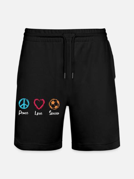Frieden Liebe Fußball - Stanley/Stella Unisex Bio Joggingshorts Trainer - Schwarz