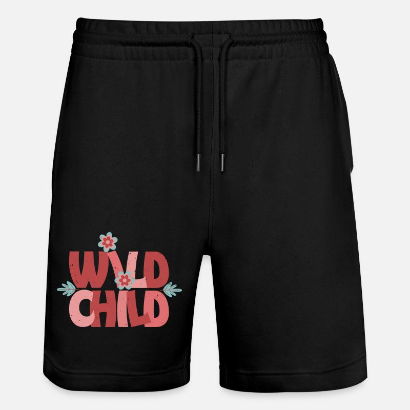 Wild Child - Fleur rétro mignonne - Short de jogging bio TRAINER Stanley/Stella unisexe - noir