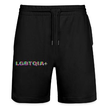 LGBTQI 3 - Stanley/Stella Trainer Unisex Organic Jogging Shorts - black - Front - Nik (191cm) & Marisol (170cm)
