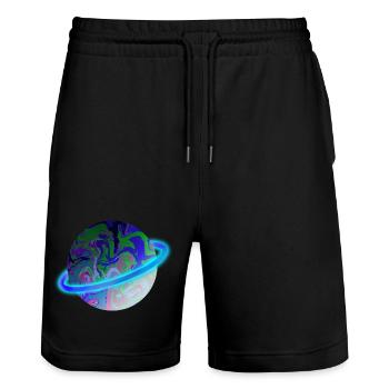 Bleu brillant - Short de jogging bio TRAINER Stanley/Stella unisexe - noir - Devant - Nik (191cm) & Marisol (170cm)