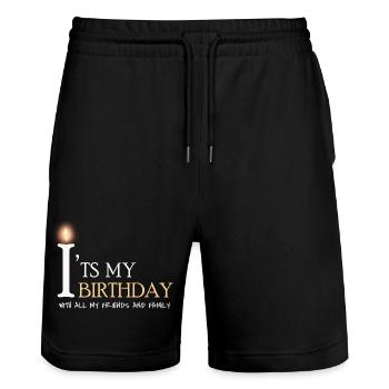 it's my birthday - Stanley/Stella Unisex Bio Joggingshorts Trainer  - Schwarz - Vorne - Nik (191cm) & Marisol (170cm)