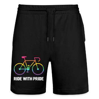 Cycliste LGBTQ - Roulez avec fierté - Short de jogging bio TRAINER Stanley/Stella unisexe - noir - Devant - Nik (191cm) & Marisol (170cm)