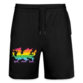 Pride Month LGBTQ - LGBTQ Walisischer Drache - Stanley/Stella Unisex Bio Joggingshorts Trainer  - Schwarz - Vorne - Nik (191cm) & Marisol (170cm)