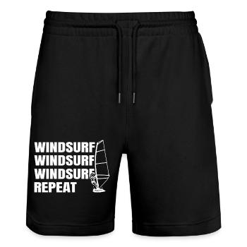 Windsurfing - Stanley/Stella Trainer Unisex Organic Jogging Shorts - black - Front - Nik (191cm) & Marisol (170cm)