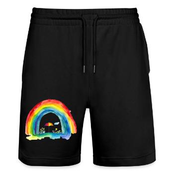 Regenbogen - Stanley/Stella Unisex Bio Joggingshorts Trainer  - Schwarz - Vorne - Nik (191cm) & Marisol (170cm)