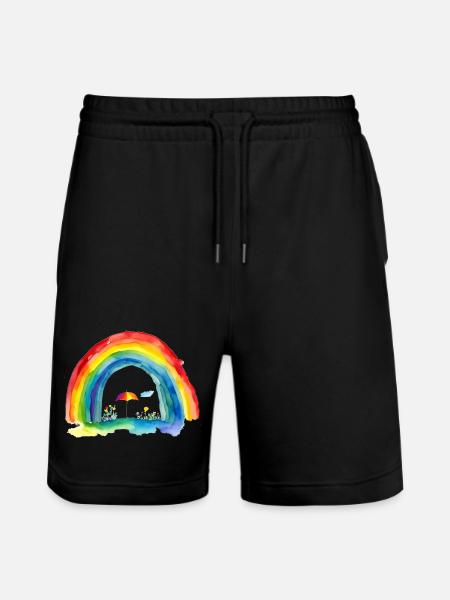 Regenbogen - Stanley/Stella Unisex Bio Joggingshorts Trainer - Schwarz