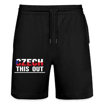 czech republic prague "czech this out" - Stanley/Stella Trainer Unisex Organic Jogging Shorts - black - Front - Nik (191cm) & Marisol (170cm)