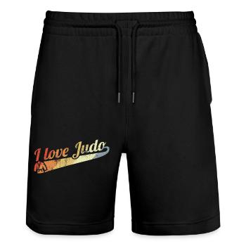 Judo Fighters - Stanley/Stella Trainer Unisex Organic Jogging Shorts - black - Front - Nik (191cm) & Marisol (170cm)