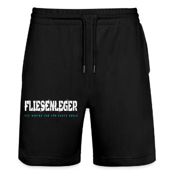 Fliesenleger Design - Stanley/Stella Unisex Bio Joggingshorts Trainer  - Schwarz - Vorne - Nik (191cm) & Marisol (170cm)