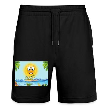 Soleil de dessins animés de Sunny Island - Short de jogging bio TRAINER Stanley/Stella unisexe - noir - Devant - Nik (191cm) & Marisol (170cm)