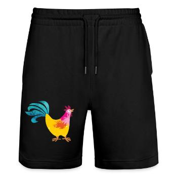 Rooster Farm Kids Colorful Farmer Farm Chef - Stanley/Stella Trainer Unisex Organic Jogging Shorts - black - Front - Nik (191cm) & Marisol (170cm)